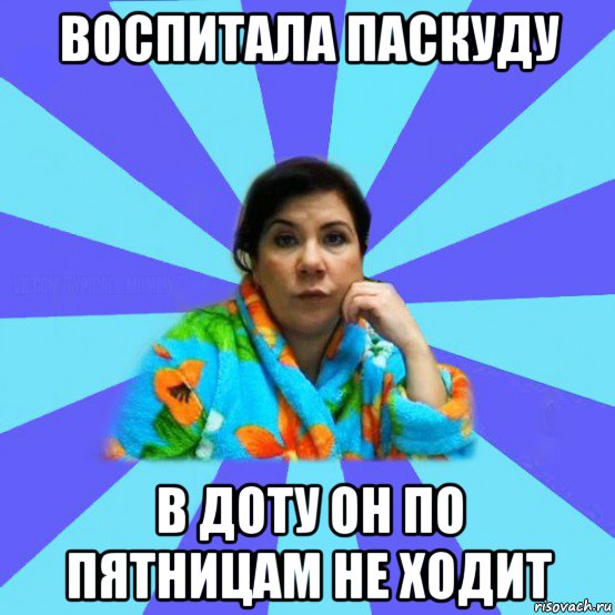 воспитала паскуду в доту он по пятницам не ходит, Мем типичная мама