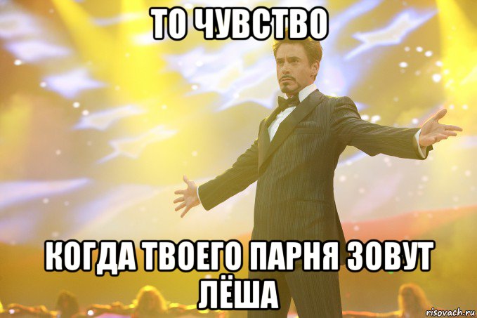 то чувство когда твоего парня зовут лёша, Мем Тони Старк (Роберт Дауни младший)