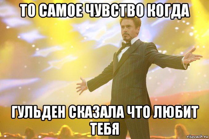 то самое чувство когда гульден сказала что любит тебя, Мем Тони Старк (Роберт Дауни младший)