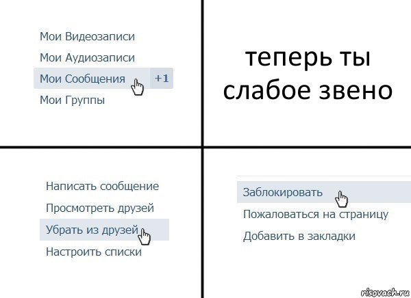 теперь ты слабое звено, Комикс  Удалить из друзей