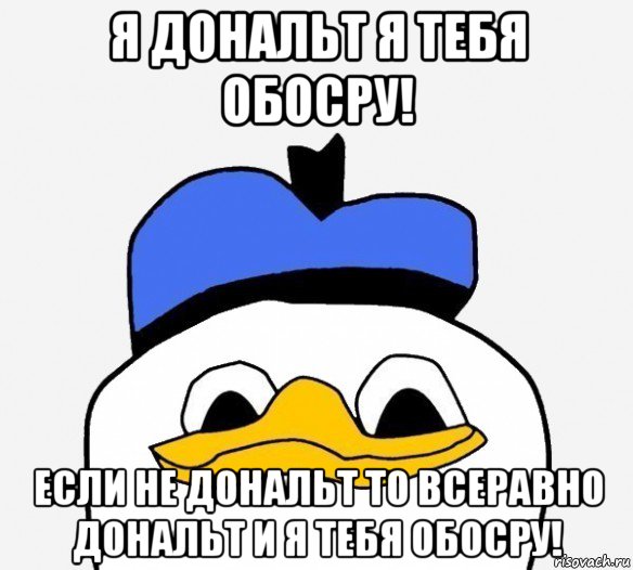 я дональт я тебя обосру! если не дональт то всеравно дональт и я тебя обосру!, Мем Утка