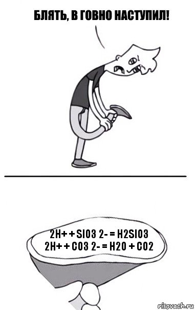 2H+ + SiO3 2- = H2SiO3
2H+ + CO3 2- = H2O + CO2, Комикс В говно наступил