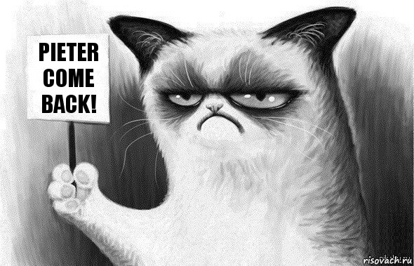 Pieter come back!, Комикс Угрюмый кот с табличкой