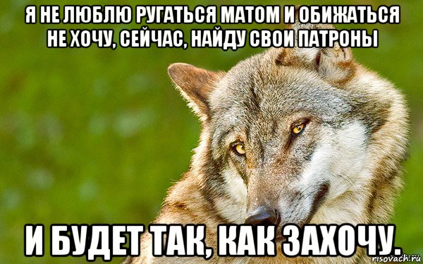 я не люблю ругаться матом и обижаться не хочу, сейчас, найду свои патроны и будет так, как захочу.