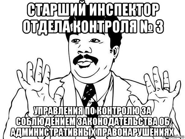 старший инспектор отдела контроля № 3 управления по контролю за соблюдением законодательства об административных правонарушениях, Мем  Воу воу парень полегче