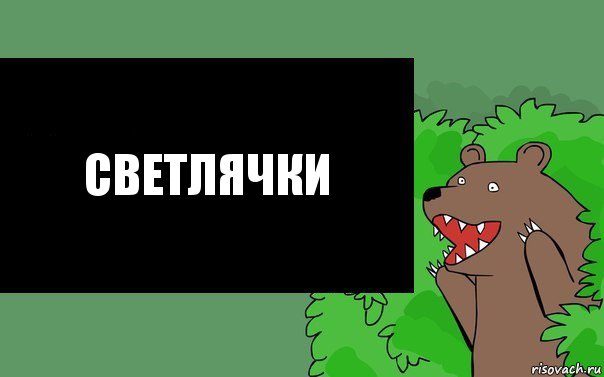 светлячки, Комикс Надпись медведя из кустов