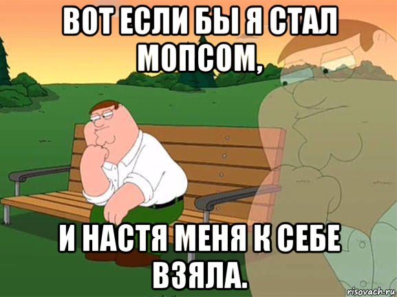 вот если бы я стал мопсом, и настя меня к себе взяла., Мем Задумчивый Гриффин