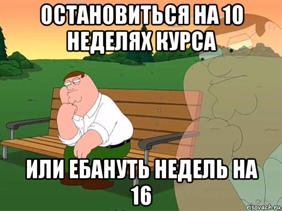 остановиться на 10 неделях курса или ебануть недель на 16, Мем Задумчивый Гриффин