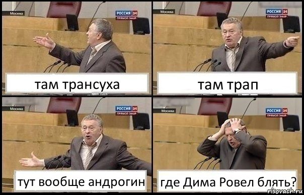 там трансуха там трап тут вообще андрогин где Дима Ровел блять?, Комикс Жирик в шоке хватается за голову