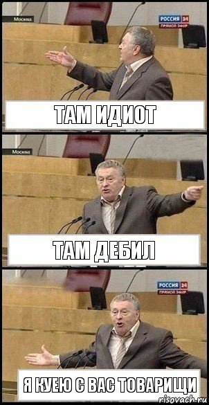 Там идиот Там дебил Я куею с вас товарищи, Комикс Жириновский разводит руками 3