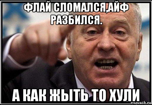 флай сломался,айф разбился. а как жыть то хули, Мем жириновский ты