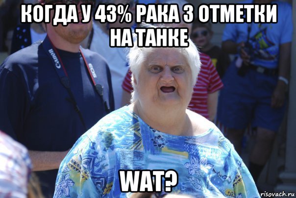 когда у 43% рака 3 отметки на танке wat?, Мем Шта (Бабка wat)