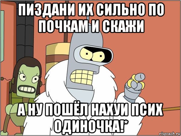 пиздани их сильно по почкам и скажи а ну пошёл нахуи псих одиночка!*, Мем Бендер