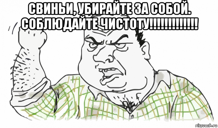 свиньи, убирайте за собой. соблюдайте чистоту!!!!!!!!!!!!! , Мем Будь мужиком