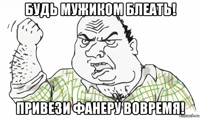 будь мужиком блеать! привези фанеру вовремя!, Мем Будь мужиком