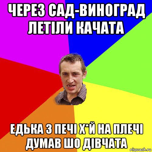 через сад-виноград летіли качата едька з печі х*й на плечі думав шо дівчата, Мем Чоткий паца