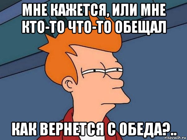 мне кажется, или мне кто-то что-то обещал как вернется с обеда?.., Мем  Фрай (мне кажется или)