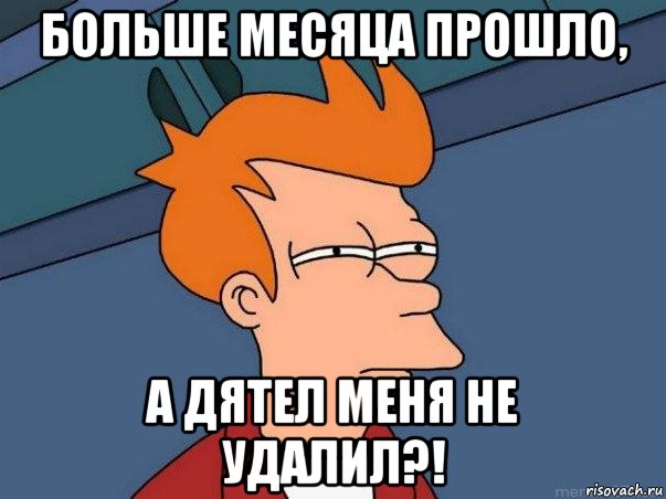 больше месяца прошло, а дятел меня не удалил?!, Мем  Фрай (мне кажется или)