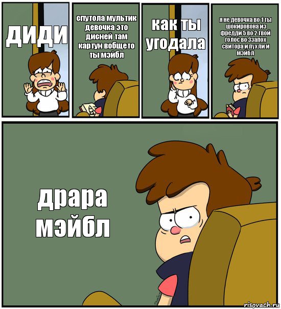 диди спутола мультик девочка это дисней там картун вобщето ты мэйбл как ты угодала я не девочка во 1 ты шокировона из фредди 5 во 2 твой голос во 3запох свитора и пухли и мэйбл драра мэйбл, Комикс   гравити фолз