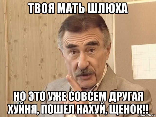 твоя мать шлюха но это уже совсем другая хуйня, пошел нахуй, щенок!!, Мем Каневский (Но это уже совсем другая история)