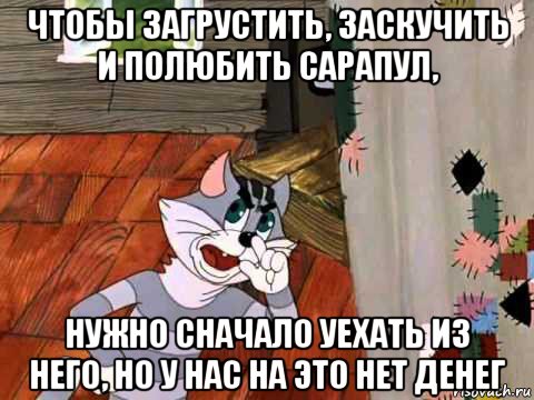 чтобы загрустить, заскучить и полюбить сарапул, нужно сначало уехать из него, но у нас на это нет денег, Мем Кот Матроскин возмущен