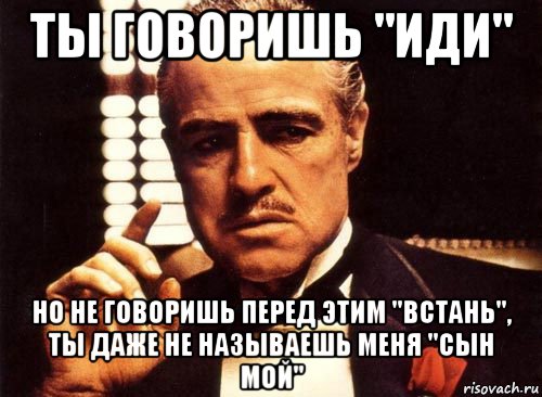 ты говоришь "иди" но не говоришь перед этим "встань", ты даже не называешь меня "сын мой", Мем крестный отец