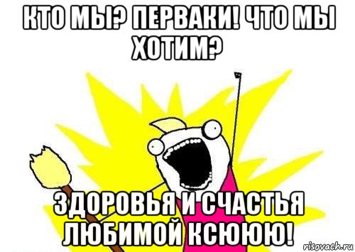 кто мы? перваки! что мы хотим? здоровья и счастья любимой ксююю!, Мем кто мы чего мы хотим