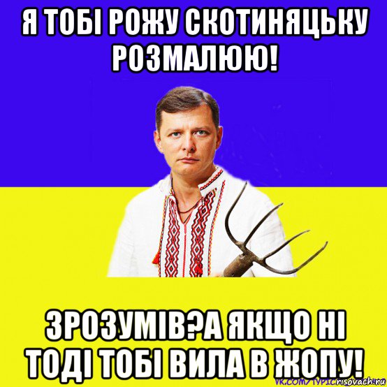 я тобі рожу скотиняцьку розмалюю! зрозумів?а якщо ні тоді тобі вила в жопу!