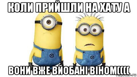 коли прийшли на хату а вони вже вйобані віном((((, Мем Миньоны