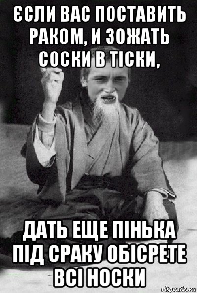 єсли вас поставить раком, и зожать соски в тіски, дать еще пінька під сраку обісрете всі носки, Мем Мудрий паца