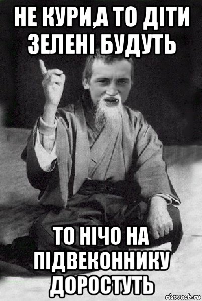 не кури,а то діти зелені будуть то нічо на підвеконнику доростуть, Мем Мудрий паца