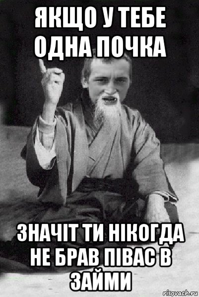 якщо у тебе одна почка значіт ти нікогда не брав півас в займи, Мем Мудрий паца