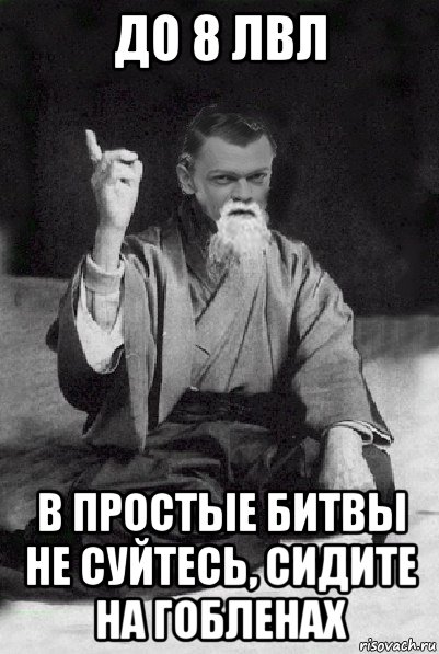 до 8 лвл в простые битвы не суйтесь, сидите на гобленах, Мем Мудрий Виталька