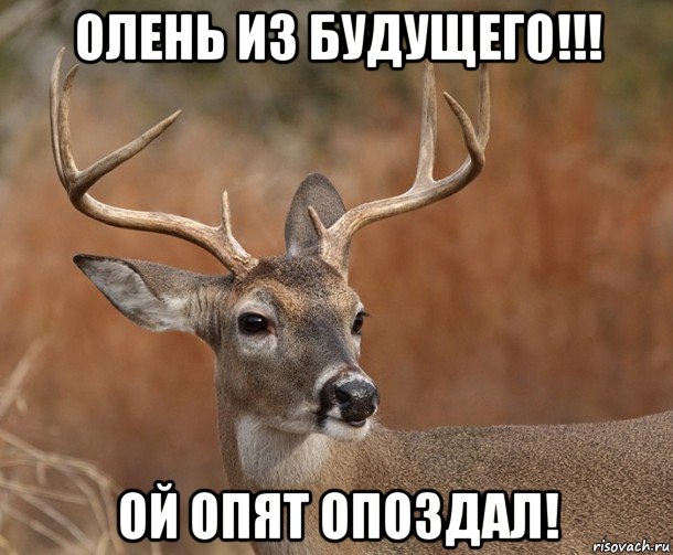 олень из будущего!!! ой опят опоздал!, Мем  Наивный Олень v2