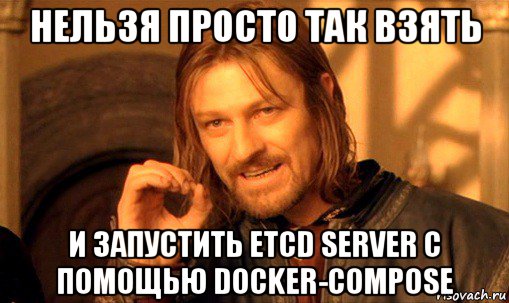 нельзя просто так взять и запустить etcd server с помощью docker-compose, Мем Нельзя просто так взять и (Боромир мем)