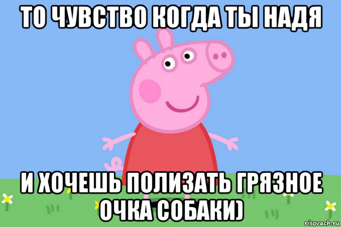 то чувство когда ты надя и хочешь полизать грязное очка собаки), Мем Пеппа