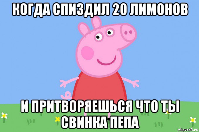 когда спиздил 20 лимонов и притворяешься что ты свинка пепа, Мем Пеппа