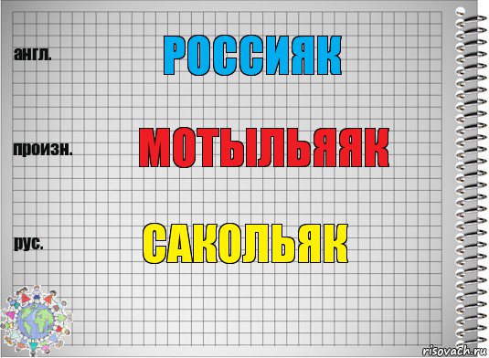 РОССИЯК МОТЫЛЬЯЯК САКОЛЬЯК, Комикс  Перевод с английского