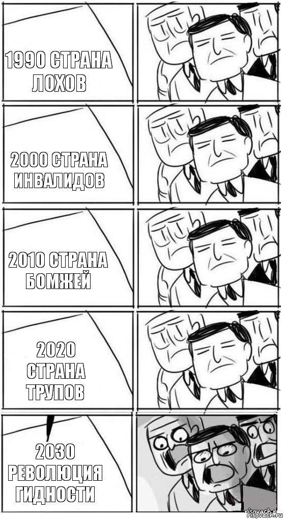 1990 страна лохов 2000 страна инвалидов 2010 страна бомжей 2020 страна трупов 2030 революция гидности, Комикс Пздц