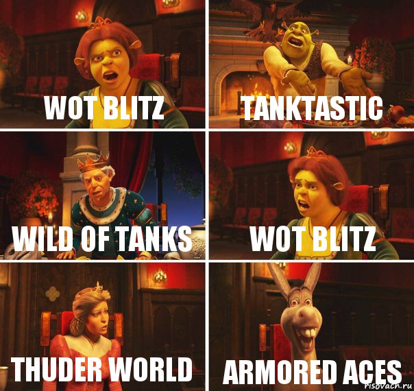 WOT Blitz Tanktastic Wild Of Tanks WOT Blitz Thuder World Armored Aces, Комикс  Шрек Фиона Гарольд Осел