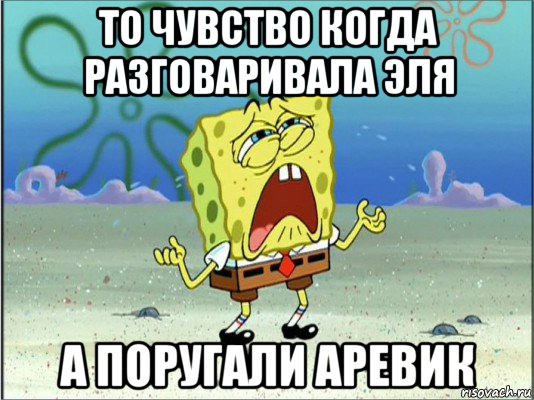 то чувство когда разговаривала эля а поругали аревик, Мем Спанч Боб плачет