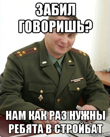 забил говоришь? нам как раз нужны ребята в стройбат, Мем Военком (полковник)