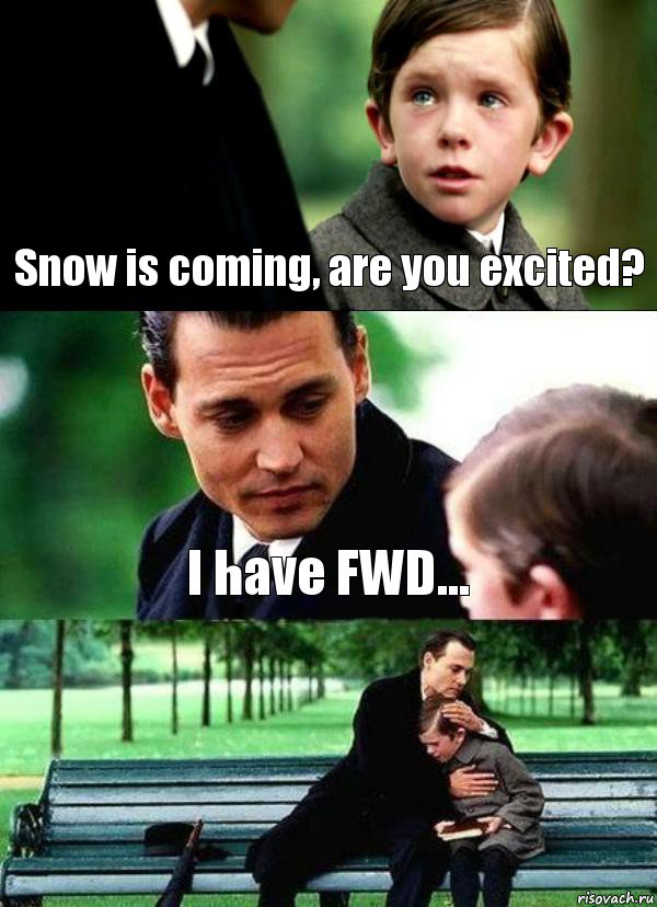 Snow is coming, are you excited? I have FWD... 