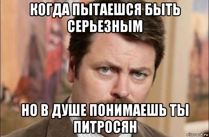 когда пытаешся быть серьезным но в душе понимаешь ты питросян, Мем  Я человек простой