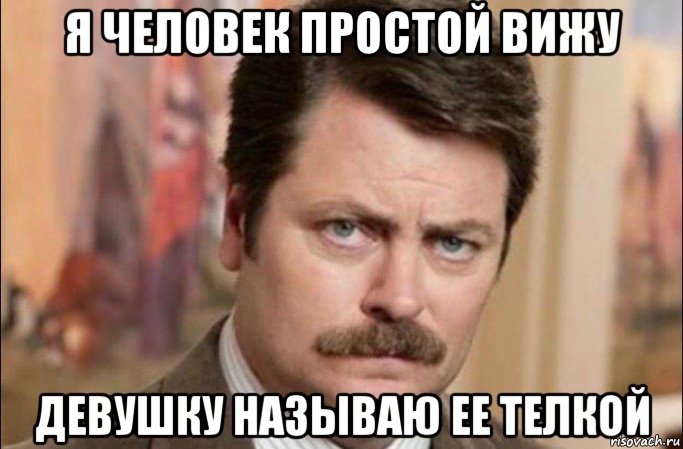 я человек простой вижу девушку называю ее телкой, Мем  Я человек простой