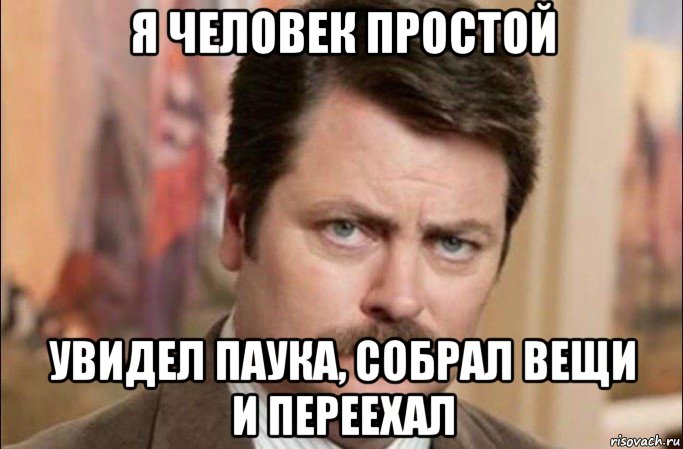 я человек простой увидел паука, собрал вещи и переехал, Мем  Я человек простой