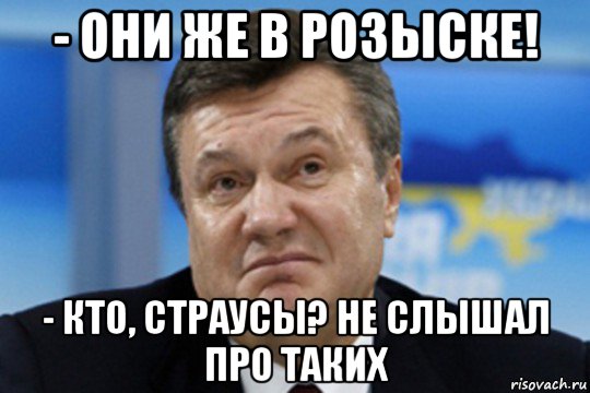 - они же в розыске! - кто, страусы? не слышал про таких, Мем Янукович