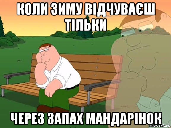 коли зиму відчуваєш тільки через запах мандарінок, Мем Задумчивый Гриффин