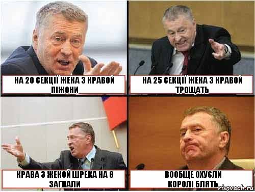  На 20 секції Жека з Кравой піжони На 25 секції Жека з Кравой трощать Крава з Жекой Шрека на 8 загнали Вообще охуєли
Королі блять