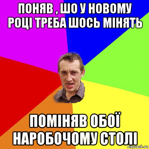 поняв , шо у новому році треба шось мінять поміняв обої наробочому столі, Мем Чоткий паца